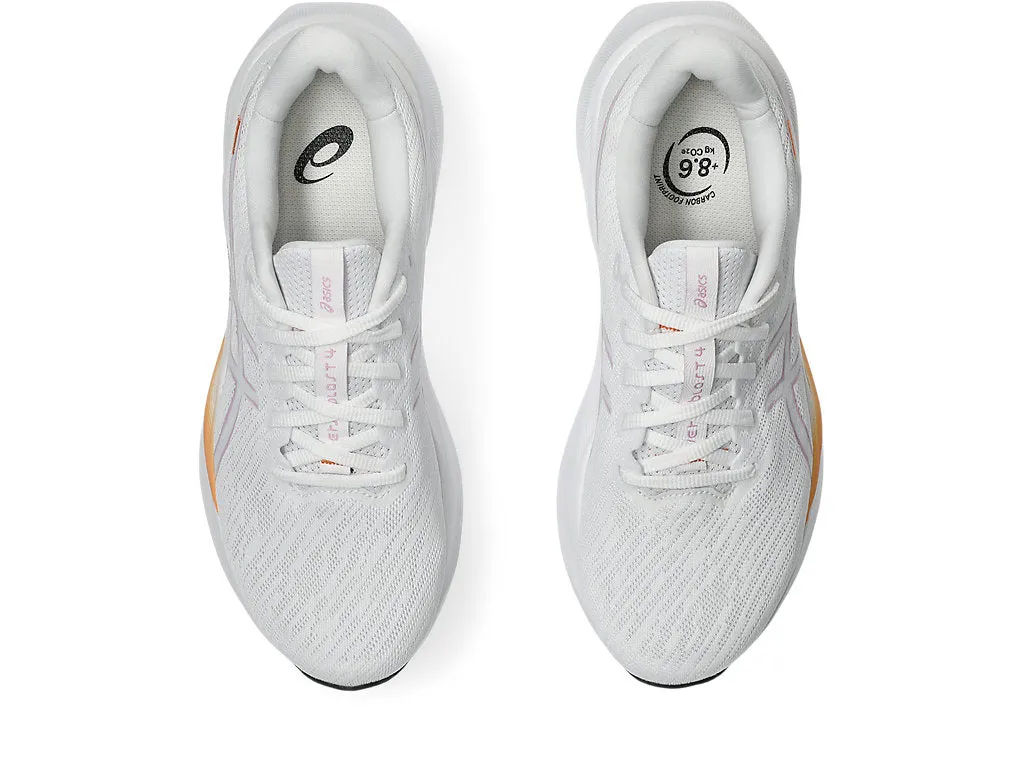 ASICS WOMEN'S VERABLAST 4 WHITE/UBE RUNNING SHOES