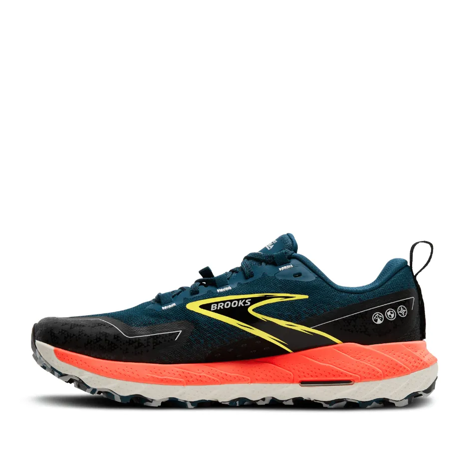 Brooks Men's Cascadia 18 Running Shoes in Legion Blue/Black/Flame SS25