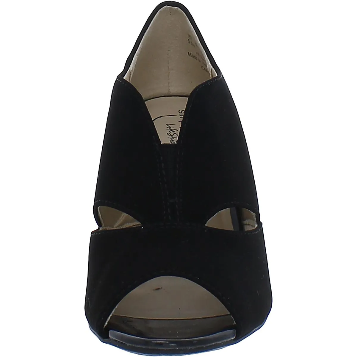 Cambry Womens Faux Suede Round Toe Peep-Toe Heels