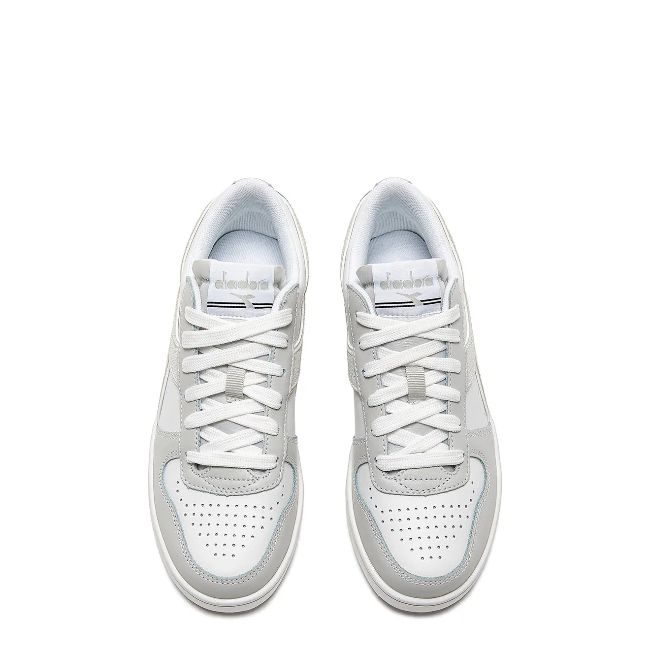 Diadora Womens Magic Basket Low Leather Trainer Dawn Blue / White
