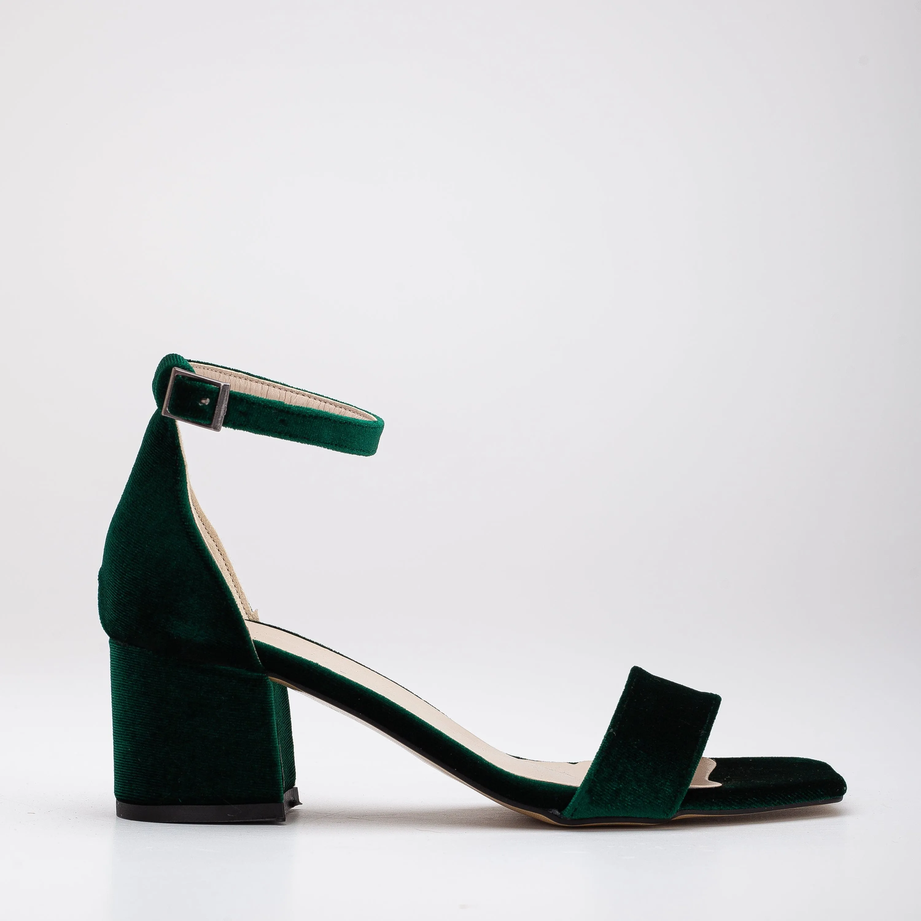Illy Vegan Velvet & Pearl Heeled Sandals | Green