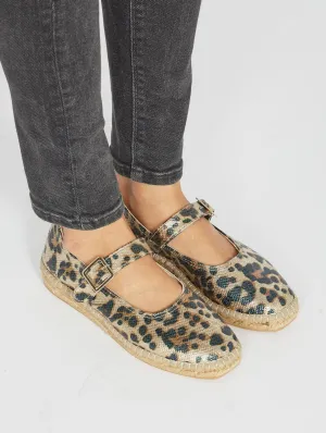 Leopard Vegan Recycled Linen & Jute Manoletinas | Multi