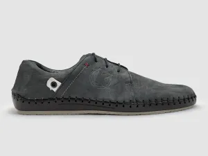 Men's Stitched Leather Shoes In Graphite