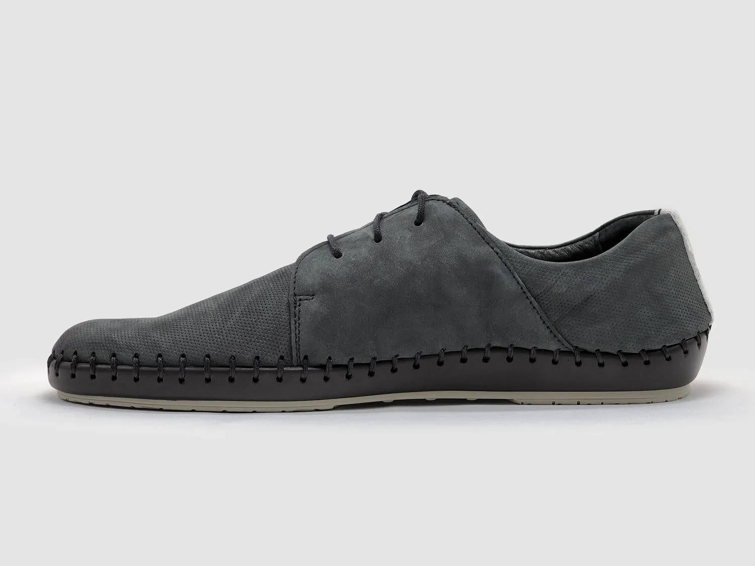 Men's Stitched Leather Shoes In Graphite