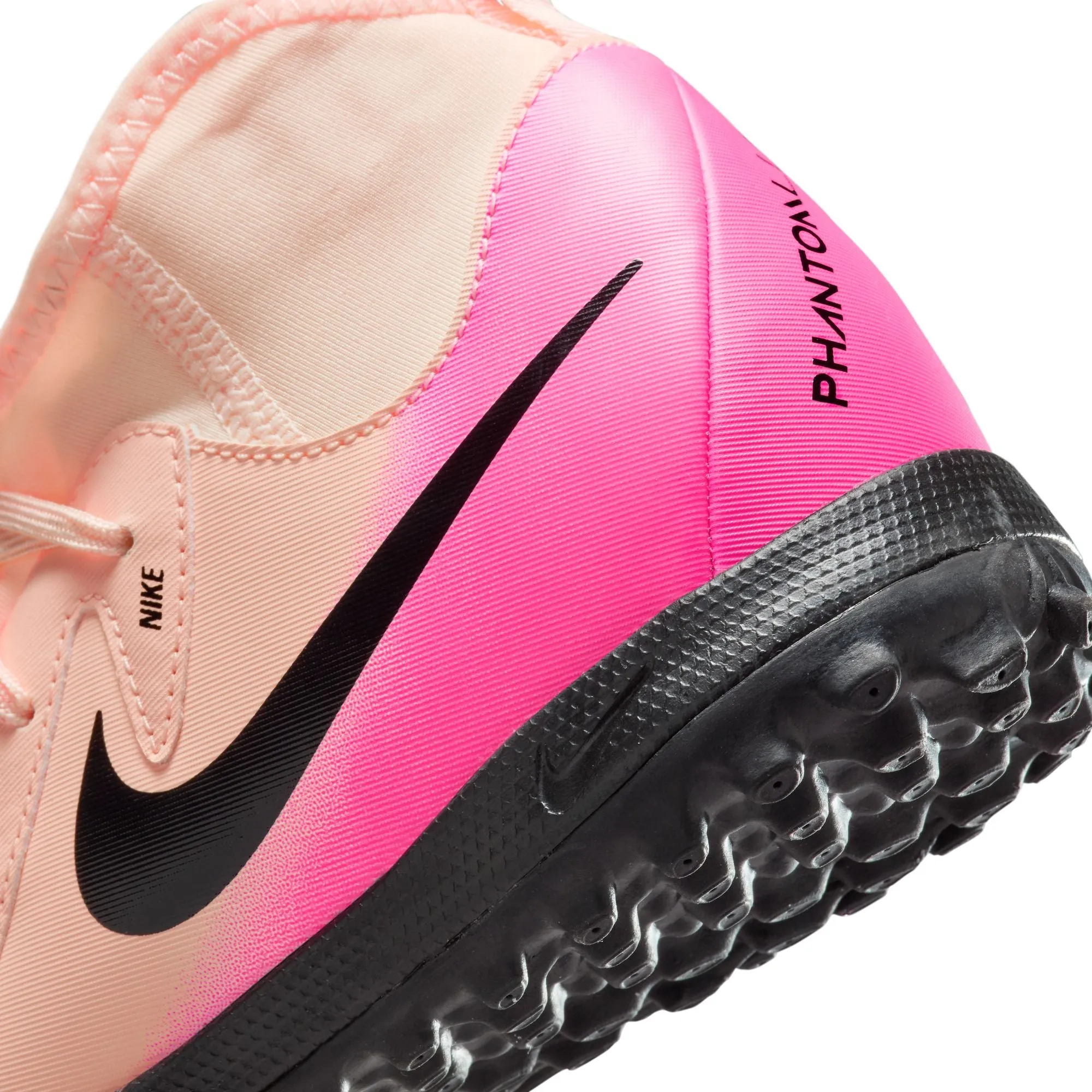 Nike Junior Phantom Luna II Academy TF Turf Soccer Cleats - Crimson Tint/Black-Pink Blast