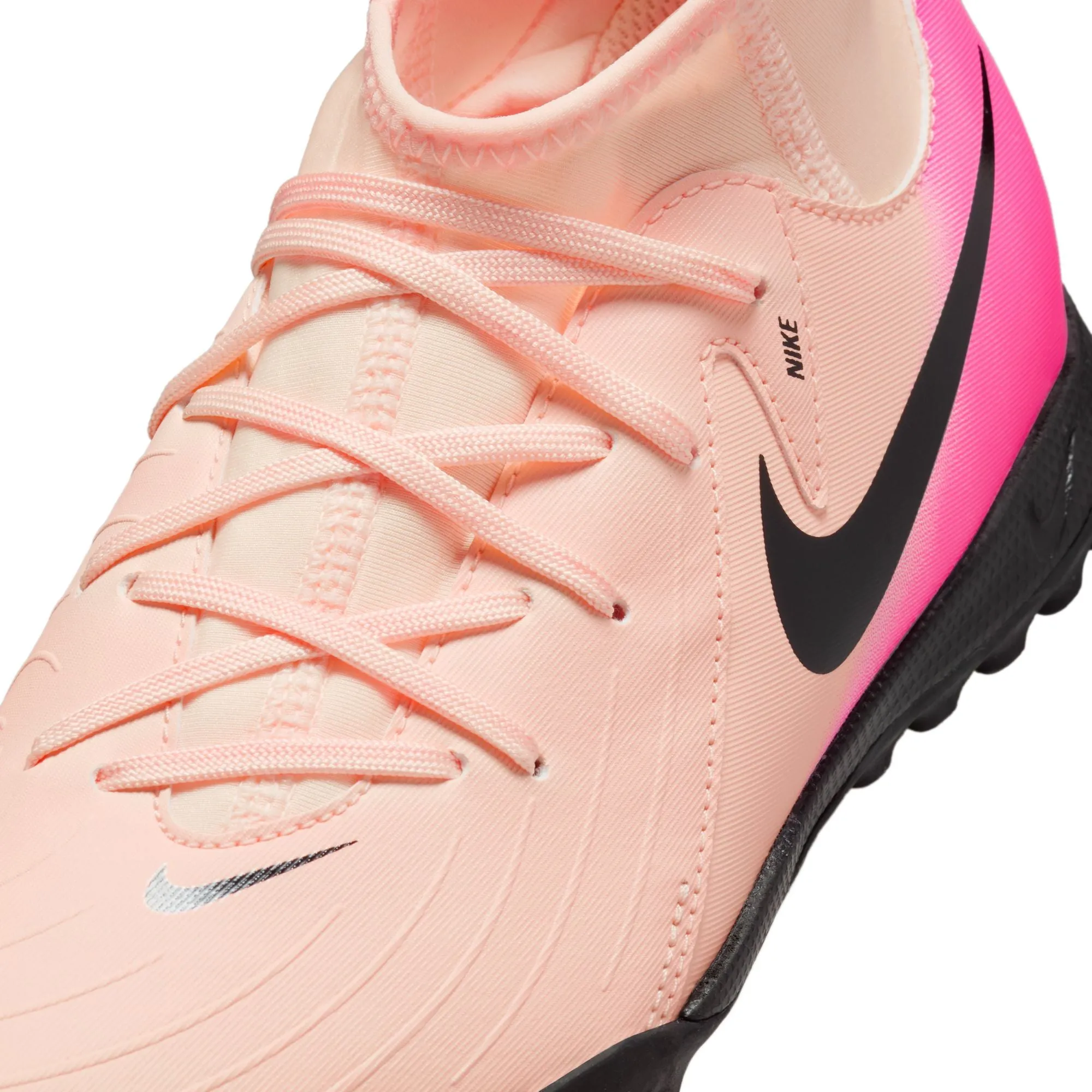 Nike Junior Phantom Luna II Academy TF Turf Soccer Cleats - Crimson Tint/Black-Pink Blast