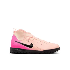 Nike Junior Phantom Luna II Academy TF Turf Soccer Cleats - Crimson Tint/Black-Pink Blast