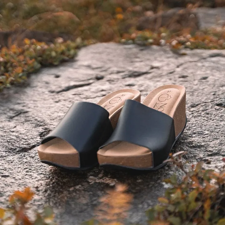 Rossella Women's Vegan Corn Leather Wedges | Black