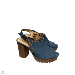 Shoes Heels Block By Cato In Blue Denim, Size: 7.5