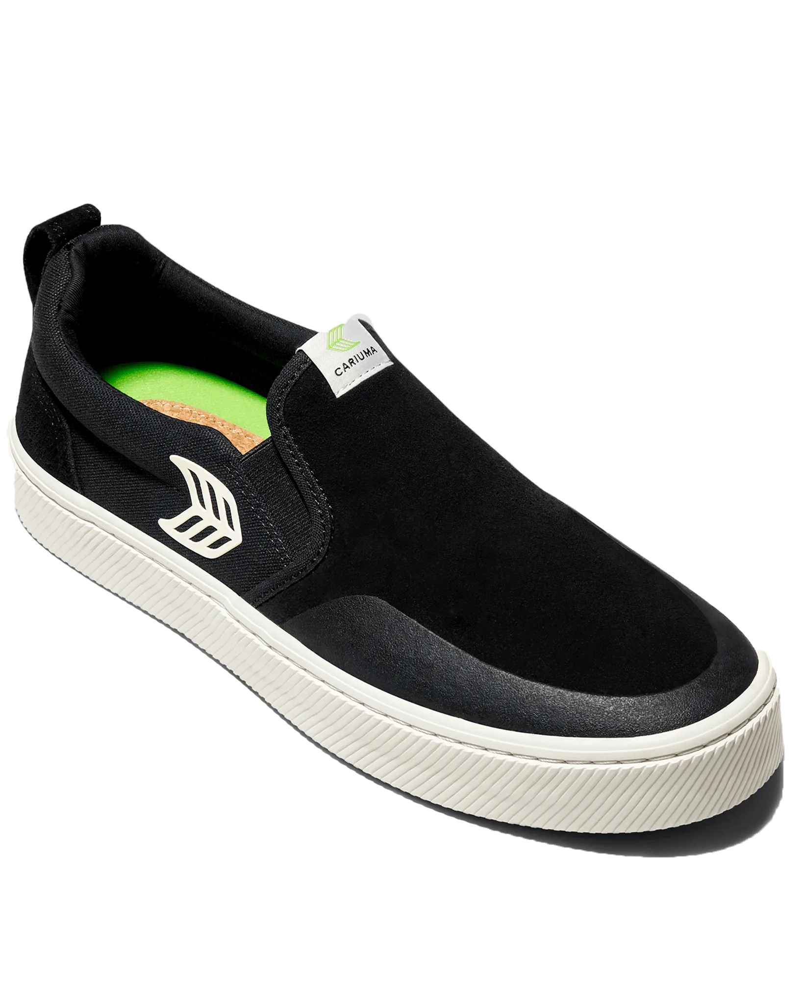 Slip On Skate Pro Shoes in Black Suede & Ivory Logo