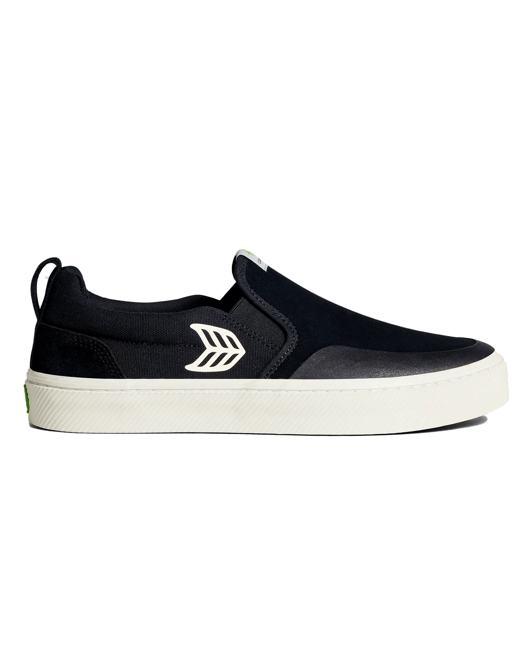 Slip On Skate Pro Shoes in Black Suede & Ivory Logo